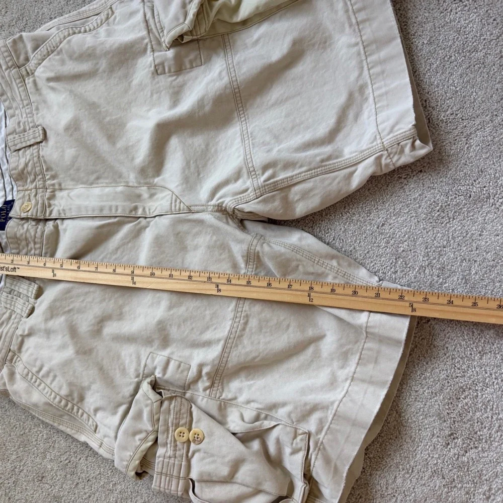 Polo Ralph‎ Lauren Cargo Shorts Tan Khaki Classic Chino Size 40 Cotton